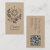 Sun Moon & Rozen Magical Boho KRAFT CUSTOM QR Visitekaartje (Voorkant / Achterkant)