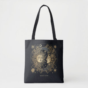 Sun Moon Stars Celestial Gepersonaliseerd Zwart Draagtas