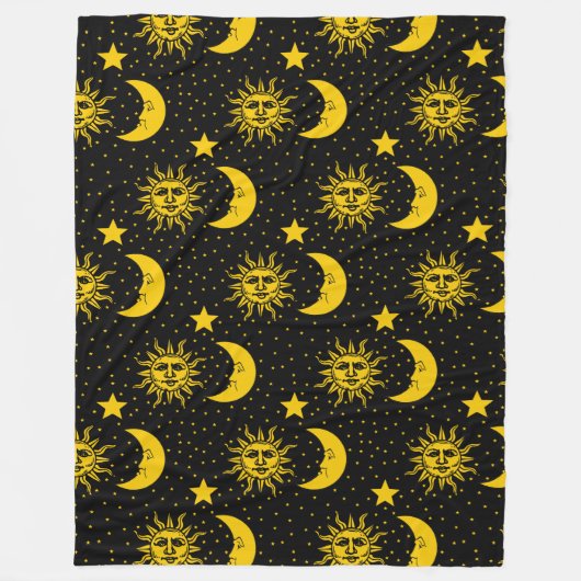 Sun Moon Stars Pattern Fleece Deken (Voorkant)