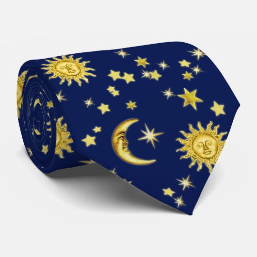Sun, Moon & Stars Tie Stropdas (Opgerold)