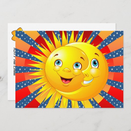 Sun Moon Stars Uitnodiging (Voorkant / Achterkant)