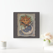 Sun Moon & Stars Vierkante Klok (Huis)