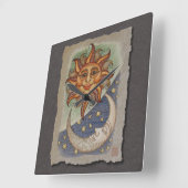 Sun Moon & Stars Vierkante Klok (Hoek)