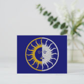 SUN & MOON-symbool - gouden zilver Briefkaart (Staand voorkant)