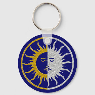 SUN & MOON-symbool - gouden zilver Sleutelhanger