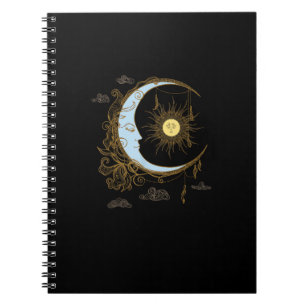 Sun Moon Vintage 90s Witch Whimsigoth Esthetisch Notitieboek