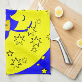 Sun Moon Yellow Stars Blue Cuisine Serviette à mai (Quart Plié)