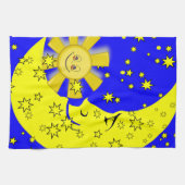Sun Moon Yellow Stars Blue Cuisine Serviette à mai (Horizontal)