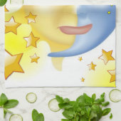 Sun Moon Yellow Stars Kitchen Handhanddoeken Theedoek (Gevouwen)