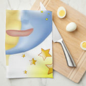 Sun Moon Yellow Stars Serviette de cuisine (Quart Plié)