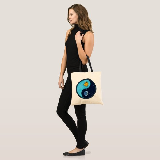 Sun Moon Yin Yang Symbool Canvas tas (Voorkant (model))