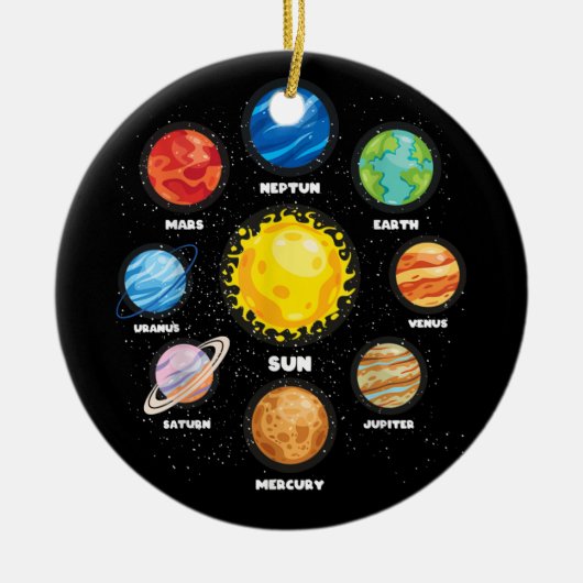 Sun Planets Outer Space Scientist Astronaut Space Keramisch Ornament (Voorkant)