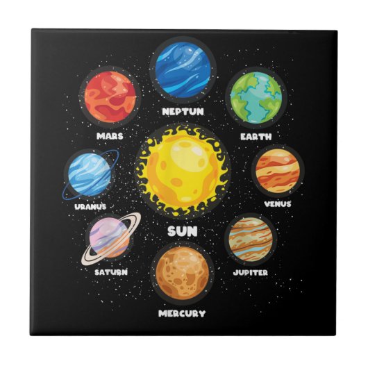 Sun Planets Outer Space Scientist Astronaut Space Tegeltje (Voorkant)