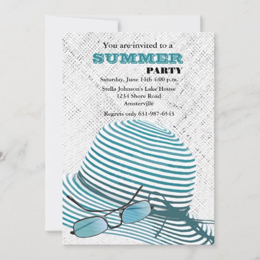 Sun Protection Summer Party Invitation Kaart (Voorkant)