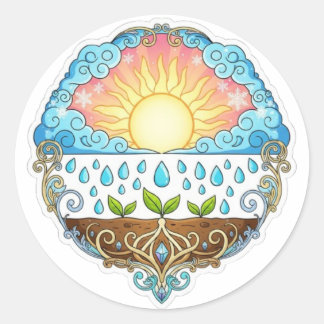 Sun Rain Growth Nature Symbol Illustration design  Ronde Sticker