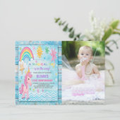 Sun Rainbow Unicorn Anniversaire Invitations avec  (Debout devant)