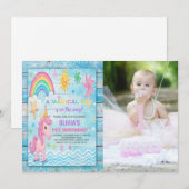 Sun Rainbow Unicorn Anniversaire Invitations avec  (Devant / Derrière)