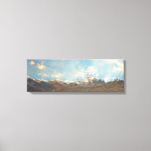 Sun Rays en Blue Clouds Sky Panorama Landschap Canvas Afdruk