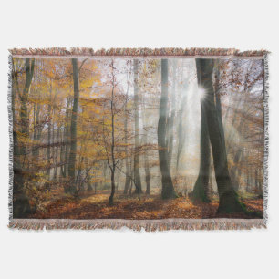 Sun Rays Mystic Misty Forest Blanket Deken