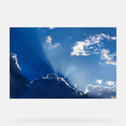 Sun Rays Wall Art Blue Sky Minimalist Clouds (Recto)