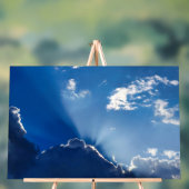 Sun Rays Wall Art Blue Sky Minimalist Clouds (Neutre)