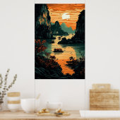 Sun Rising Over River Poster Art Imprimer Wall Art (Cuisine)