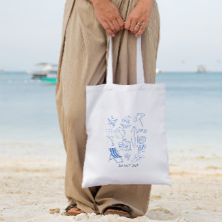 Sun Salt Sand Doodle Beach Tote Bag