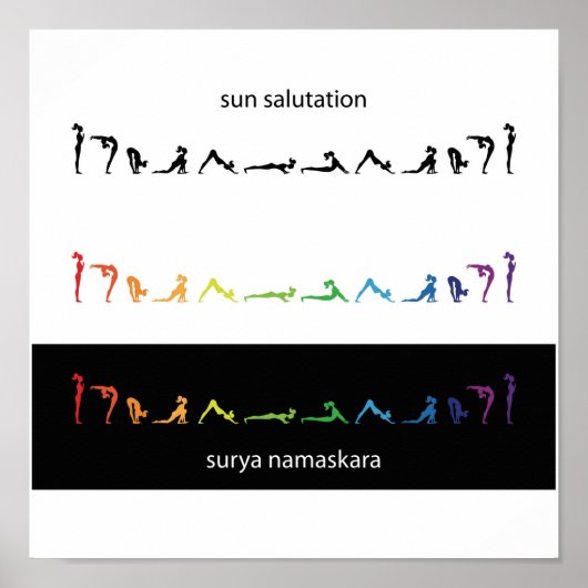 sun salutation chakra system yoga yogi zen aura poster (Voorkant)