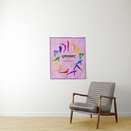 Sun Salutation Yoga Tapisserie Arc-en-ciel Chakra  (En situation)