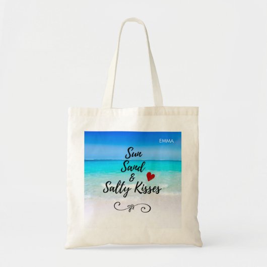 Sun Sand and Salty Kisses Tropical Beach Custom Tote Bag (Voorkant)