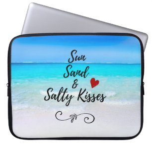 Sun Sand and Salty Kisses Tropical Beach Laptop Sleeve