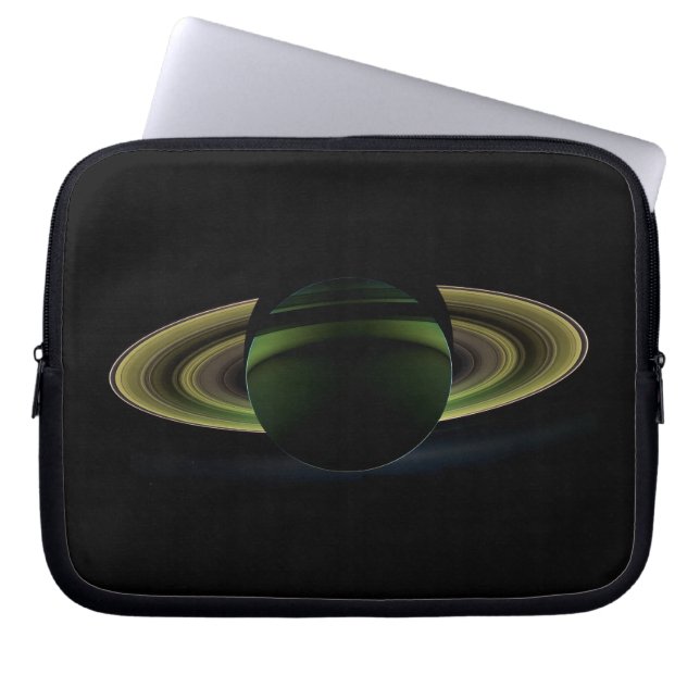 Sun Shining Behind Planet Saturn Casting a Shadow Laptop Sleeve (Voorkant)