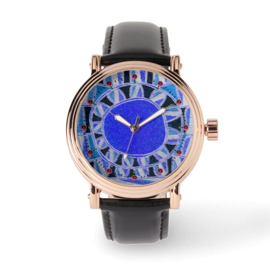 SUN SOLAR ENERGY/ Bright Blue, White, Black Horloge (Voorkant)