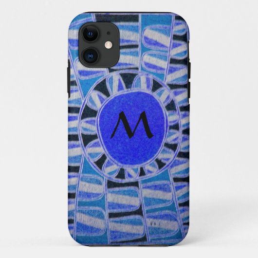 SUN SOLAR ENERGY MONOGRAM Blue White Black Case-Mate iPhone Case (Achterkant)