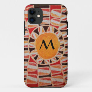 SUN SOLAR ENERGY MONOGRAM geel oranje rood zwart iPhone 11 Hoesje