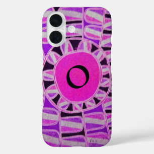 SUN SOLAR ENERGY MONOGRAM Pink Paars Black iPhone 16 Hoesje