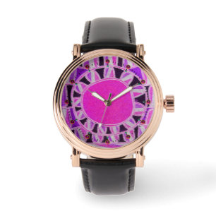 SUN SOLAR ENERGY/Pink Fuchsia, White, Black Horloge