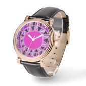 SUN SOLAR ENERGY/Pink Fuchsia, White, Black Horloge (Hoek)
