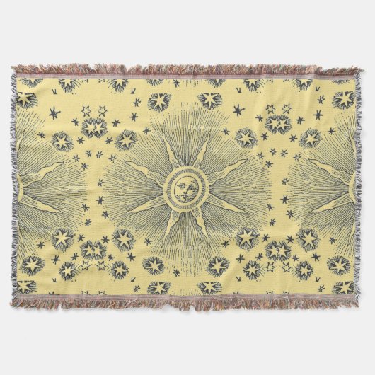 Sun Stars Antiek Nachtlucht Middeleeuwse Zodiac Deken (Voorkant)