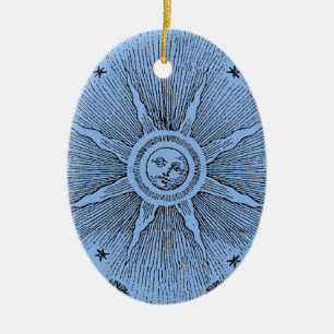 Sun Stars Antiek Nachtlucht Middeleeuwse Zodiac Keramisch Ornament