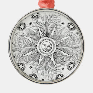 Sun Stars Antiek Nachtlucht Middeleeuwse Zodiac Metalen Ornament