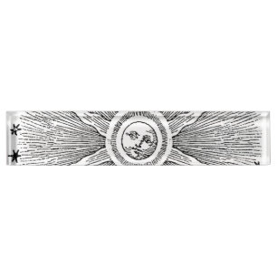 Sun Stars Antiek Nachtlucht Middeleeuwse Zodiac Naambordje