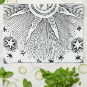 Sun Stars Antiek Nachtlucht Middeleeuwse Zodiac Theedoek (Gevouwen)