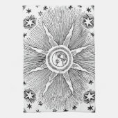 Sun Stars Antiek Nachtlucht Middeleeuwse Zodiac Theedoek (Verticaal)