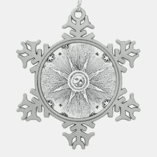 Sun Stars Antiek Nachtlucht Middeleeuwse Zodiac Tin Sneeuwvlok Ornament