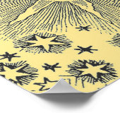 Sun Stars Celestial Antiek Sky Face Poster (Hoek)