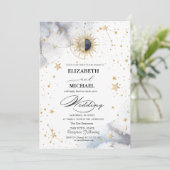 Sun Stars Celestial Wedding Kaart (Staand voorkant)