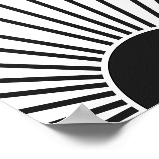 Sun Sunrise Black en White Abstract Sunshine Poster (Hoek)
