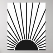 Sun Sunrise Black en White Abstract Sunshine Poster (Voorkant)