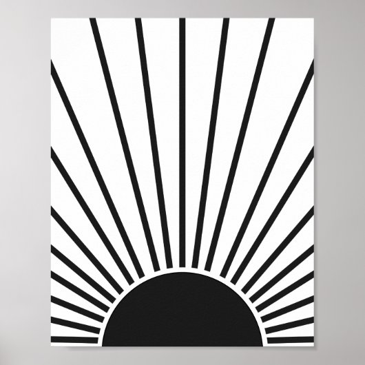 Sun Sunrise Black en White Abstract Sunshine Poster (Voorkant)